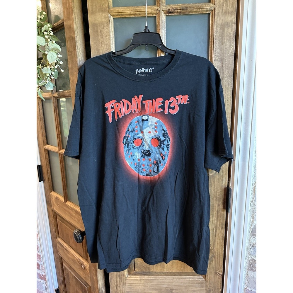 Friday the 13th T-Shirt Graphic Jason Voorhees Hockey Mask Black‎ Size XL Horror